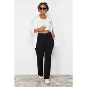 Trendyol Curve Black Asymmetric Waist Detailed Knitted Trousers