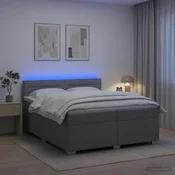 vidaXL Postelja s pomičnim okvirjem, vzmetnico in LED Svetlo siva