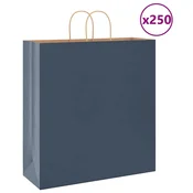 Vidaxl Papirnate vrečke 250 kosov z ročaji modra 45x17x48 cm