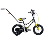 shumee 12-palčno fantovsko kolo Pusher Side kolesa Basket Tiger Bike črne, rumene in sive barve