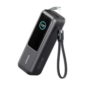 Power bank Anker Zolo 165 W z vgrajenim izvlečnim in navadnim USB-C kablom, s tremi USB-C vhodi in enim USB-A vhodom - 25.000 mAh - siv