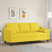 shumee vidaXL Trosed z blazinami svetlo rumene barve 180 cm