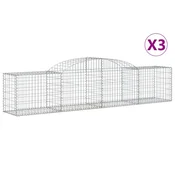 Vidaxl Obokana gabionska košara 3 kosi 300x50x60/80cm pocinkano železo