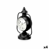 Galda pulkstenis Svjetiljka Crna Metal 17 x 25 x 11,3 cm (4 kom.)