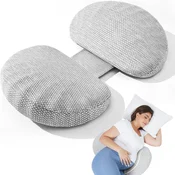Nikcorp Nosečniška blazina spominska pena Memory Foam z nastavljivo širino siva zračna mrežica 76 x 40 x 10 cm, opora za trebuh hrbet boke