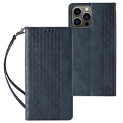 Hurtel Magnet Strap ovitek z denarnico in oporo za iPhone 14 Pro, modra