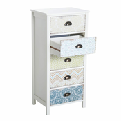 HOMCOM vintage komoda s 5 predali v stilu shabby kopalnica, hodnik, spalnica 46 × 34 × 97,5 cm bela