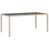Vidaxl Vrtna miza Bež 190 x 90 x 75 cm poli ratan