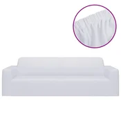 Vidaxl Raztegljiva prevleka za kavč trosed bela poliester jersey