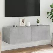 Zidni TV ormaric s LED svjetlima siva boja betona 100x35x31 cm