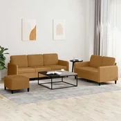 3-dijelni set sofa smedi baršunasti
