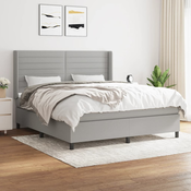 Greatstore Box spring postelja z vzmetnico svetlo siva 160x200 cm žamet