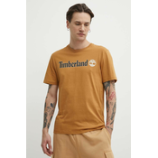Bombažna kratka majica Timberland moška, rjava barva, TB0A5UPQP471