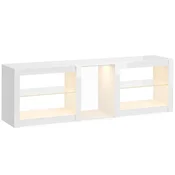 Homestar TV nizka omarica z RGB LED osvetlitvijo nastavljive steklene police za televizorje do 75 palcev bela