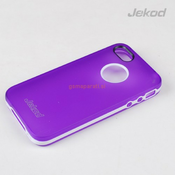 JEKOD silikonski ovitek Apple iPhone 4/4S TPU/T prozorno vijola z okvirjem + Zaščitna folija