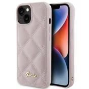Guess GUESS ovitek za IPHONE 13 / 14 / 15 GUHCP15SPSQSQSP (Quilted Metal Logo) roza