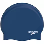 Speedo plain moulded silicone swimming cap dark blue