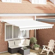 Vidaxl Retraktilna tenda Bela 350 x 250 cm Tkanina in kovina