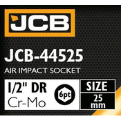 JCB Udarna glava 1/2 25 mm 6-šesterokutna Cr-Mo NASTAVAK kljuc