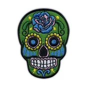 shumee Našitek mehiške lobanje Calavera zelene barve - Prišitje - Vezen našitek/značka/emblem