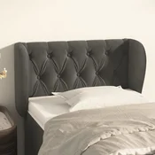 Vidaxl vidaXL Vzglavnik s krilci temno siv 83x23x78/88 cm žamet