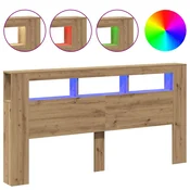 Vidaxl vidaXL Obrtniško hrastovo vzglavje z LED 200x18,5x103,5 cm