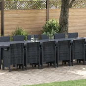 Vidaxl Komplet za jedilnico v vrtu 17 pcs Antracit Polt rattan