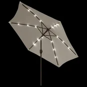 LED konzolni vrtni suncobran 3 m pješcano bijeli