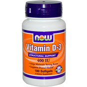 NOW Vitamin D3 400ij, 180 kapsula