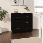 Komoda crna 80 x 40 x 75 cm od masivne borovine