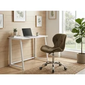 Set za radnu sobu ZARIMO stol 80x40 cm, bijeli + stolica AVOLA VELVET, smeda