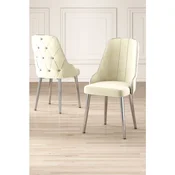 Hanah Home set trpezarijskih stolica Krax 2 kom, krem tkanina Babyface, hromirane metalne noge