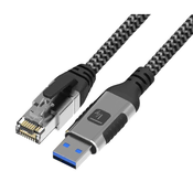 THL Techly ICOC U3A-RJ45-010 networking cable Black, Silver 1 m Cat6 F/UTP (FTP)
