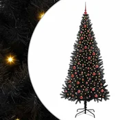 Vidaxl Božično drevo med 300 LED z stojalom Črna 210 cm PVC