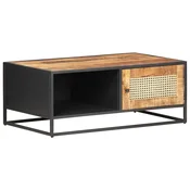 Greatstore Kavna mizica, 90x50x35 cm, mangov les in naravni trs