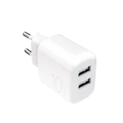 Puro PROLITE 10W 2x USB-A stenski polnilnik - bel