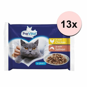 PreVital Cat vrečke piščanec/losos v omaki 52 x 100 g