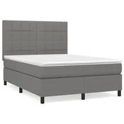 Vidaxl Box spring posteljni z vzmetnico temno siv 140x190 cm blago