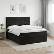 vidaXL Postelja boxspring z vzmetnico Črna 140 x 190 cm Žamet