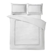 Bela 3-delna satenasta posteljnina za zakonsko posteljo 200x200 cm So Soft Mono Satin Stitch – Catherine Lansfield