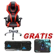 Igralni stol E-Blue Auroza - rdeč, z osvetlitvijo + igralni komplet Polygon