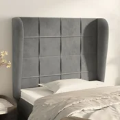 Vidaxl vidaXL Vzglavje s krilci svetlo sivo 83x23x118/128 cm žamet