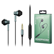 In-Ear ušesne slušalke RM-201, 3.5mm AUX, Remax, 1.2m, črna