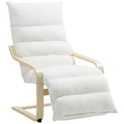 HOMCOM HOMCOM počivalni naslonjač poliester, breza laminat 93–114D x 67Š x 105V cm Bela, (5000242923)