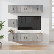 Vidaxl Komplet TV omaric 7-delni siv sonoma konstruiran les