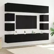 Set TV komoda Zidne 8 pcs Crni hrast Konstruirano drvo