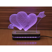 Black Cut 3D Lampa Srce RGB