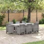 vidaXL vidaXL 9-delna vrtna jedilna garnitura s blazinami svetlo siva poly rattan, (22089735)