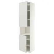 METOD Visoka omara za mv pečico+2vr/plc, bela/Aspudden svetlo siva, 60x60x240 cm