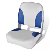 VIDAXL zložljiv sedež za čoln z naslonjalom in modro-belo blazino 41x36x48cm
